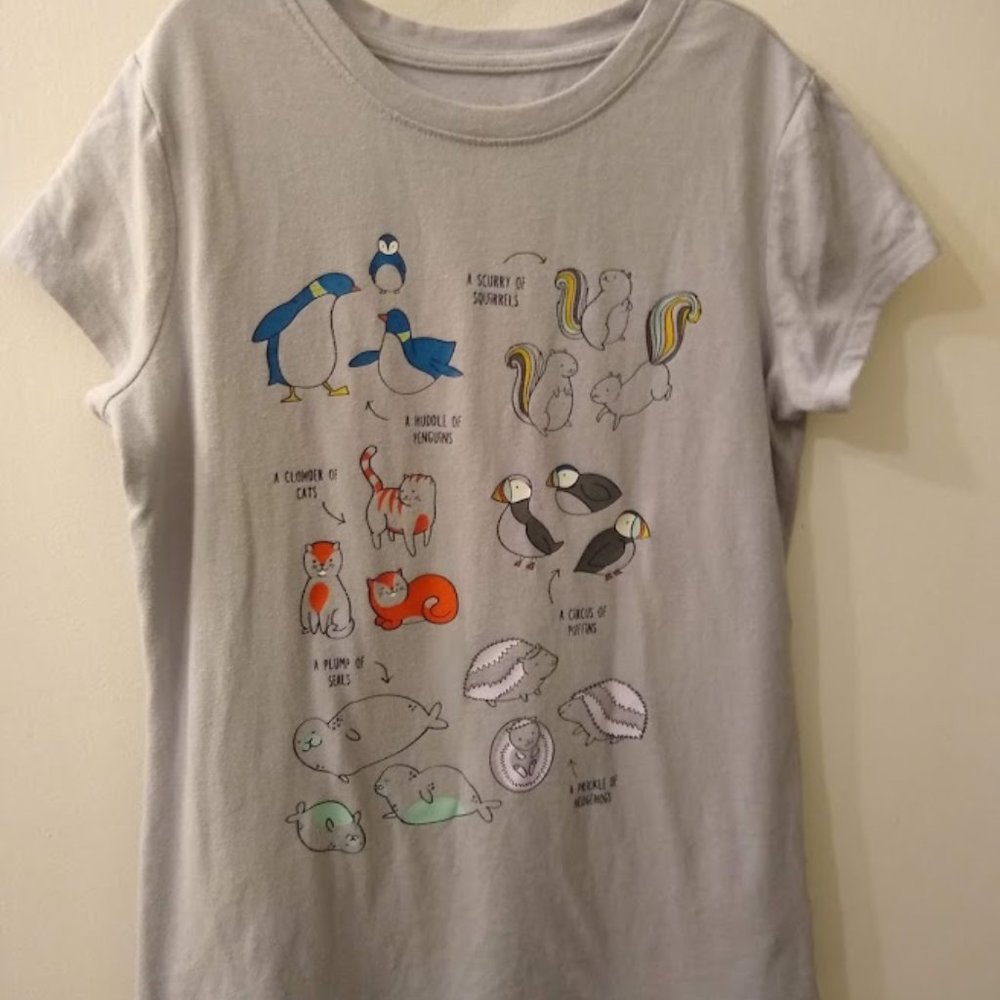 Cat & Jack tee - animal plurals - medium